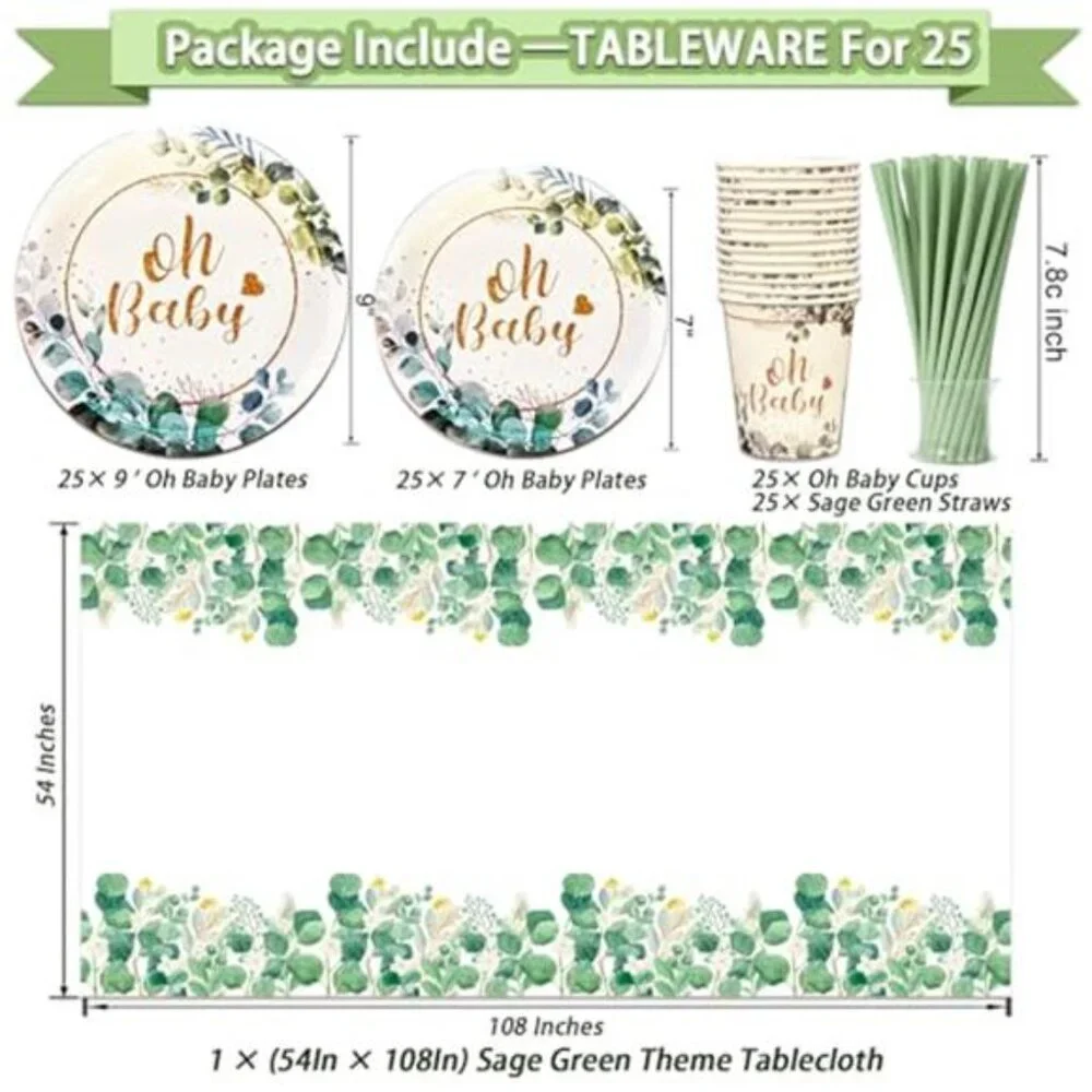 217 PCS Baby Shower Decorations Sage Green Neutral Party Supplies Banner Balloon